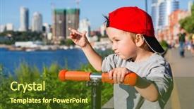  Presentation with riding jetski - Audience pleasing slide deck consisting of monta rusa - happy little boy riding backdrop and a  colored foreground