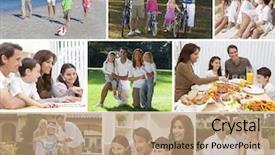  Presentation with children parents - Presentation with montage happy families parents children background and a coral colored foreground