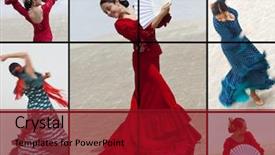  Presentation with traditional dancing - Slide deck featuring montage of a traditional spanish background and a crimson colored foreground