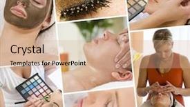  Presentation with women health - Beautiful presentation theme featuring montage of beautiful women relaxing backdrop and a coral colored foreground