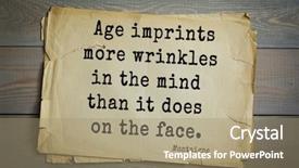  Presentation with philosopher - Slide deck featuring montaigne quote age imprints more background and a  colored foreground