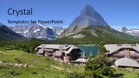  Presentation with montana - Beautiful presentation theme featuring montana mountains - scenic landscape of many glaciers backdrop and a teal colored foreground