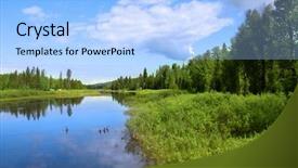  Presentation with river flowing - Beautiful presentation theme featuring montana mountains - scenic river flowing through glacier backdrop and a  colored foreground