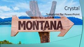  Presentation with montana - Colorful PPT theme enhanced with montana wooden sign with landscape background backdrop and a light blue colored foreground