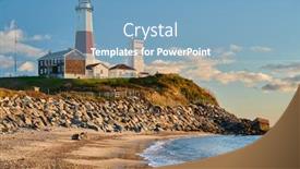  Presentation with usa - Presentation with montauk lighthouse and beach long island new york usa background and a teal colored foreground