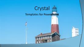  Presentation with long island ny - Beautiful presentation design featuring montauk point lighthouse - long island backdrop and a cyan colored foreground