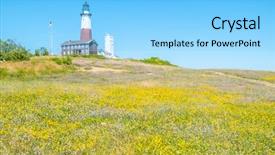  Presentation with long island ny - Colorful presentation enhanced with montauk point lighthouse - long island backdrop and a light blue colored foreground
