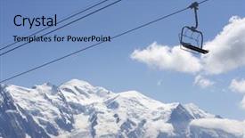  Presentation with mont blanc - Audience pleasing PPT theme consisting of montblanc - silhouette of a chairlift backdrop and a  colored foreground
