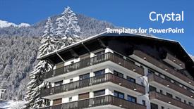  Presentation with hotel resort - Beautiful PPT theme featuring montblanc - ski resort hotel in traditional backdrop and a  colored foreground