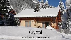  Presentation with cabin - Presentation theme with montblanc - traditional alpine cabin background and a  colored foreground