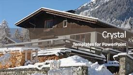  Presentation with cabin - Colorful PPT theme enhanced with montblanc - traditional alpine cabin backdrop and a  colored foreground