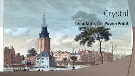  Presentation with engraving - Beautiful slide deck featuring montelbaanstoren-in-amsterdam-vintage-engraving backdrop and a light blue colored foreground