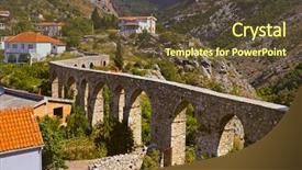  Presentation with aqueduct - Amazing PPT theme having montenegro - nature and architecture background backdrop and a tawny brown colored foreground