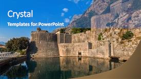  Presentation with kotor montenegro - Presentation design with montenegro - nature and architecture background background and a  colored foreground