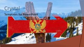  Presentation with blue aged wood sign - Slide deck featuring montenegro flag wooden sign with winter background background and a light blue colored foreground