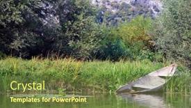  Presentation with lake - PPT layouts featuring montenegro-lake-scutari-skadar background and a tawny brown colored foreground