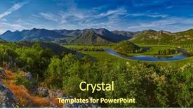  Presentation with national - Slides with montenegro majestic landscape - rijeka crnojevica background and a tawny brown colored foreground