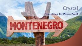 Presentation with mountains - PPT theme with montenegro-wooden-sign-with-mountains background and a sky blue colored foreground