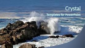  Presentation with rocks - Amazing presentation theme having big waves hitting backdrop and a ocean colored foreground