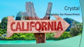  Presentation with teal beach wood - Beautiful PPT theme featuring bayou - california wooden sign with beach backdrop and a arctic colored foreground