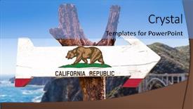  Presentation with california - Theme having california wooden sign with big background and a light blue colored foreground