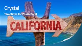  Presentation with california - PPT theme enhanced with monterey ocean - california wooden sign with big background and a cobalt blue colored foreground