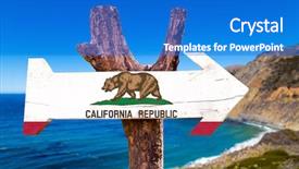  Presentation with california - Audience pleasing PPT layouts consisting of monterey ocean - california wooden sign with big backdrop and a cobalt blue colored foreground