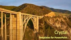  Presentation with highway design - Slides enhanced with monterey pacific coast - bixby creek bridge on highway background and a  colored foreground
