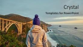  Presentation with tourist - Theme having monterey pacific coast - woman tourist near bixby creek background and a light blue colored foreground