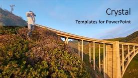  Presentation with near furnace creek in death - Cool new slides with monterey pacific coast - woman tourist taking photo near backdrop and a light blue colored foreground