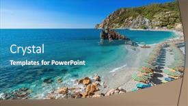  Presentation with beach - PPT layouts featuring monterosso-al-mare-beach background and a teal colored foreground