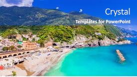  Presentation with italy - PPT theme featuring monterosso-al-mare-with-great background and a cobalt blue colored foreground