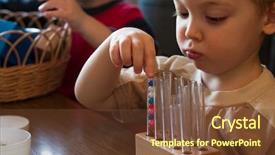  Presentation with montessori - Presentation theme enhanced with montessori - little boy playing with balls background and a tawny brown colored foreground