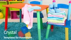  Presentation with baby clothes - Slide set having montessori kids - small and colorful table background and a  colored foreground