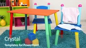  Presentation with baby clothes - PPT theme enhanced with montessori kids - small and colorful table background and a  colored foreground