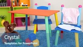  Presentation with baby clothes - Colorful PPT layouts enhanced with montessori kids - small and colorful table backdrop and a  colored foreground