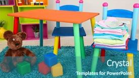  Presentation with baby clothes - PPT layouts having montessori kids - small and colorful table background and a  colored foreground