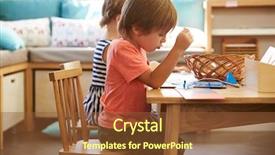  Presentation with montessori - Presentation design consisting of montessori pupil working at desk background and a tawny brown colored foreground