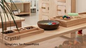  Presentation with montessori - PPT theme enhanced with montessori-school-for-the-learning background and a coral colored foreground