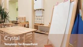  Presentation with school children - Slide deck with montessori-school-for-the-learning background and a coral colored foreground