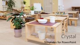  Presentation with school children - Cool new PPT theme with montessori-school-for-the-learning backdrop and a coral colored foreground