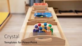  Presentation with montessori - Theme having montessori-wood-material background and a coral colored foreground