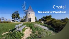  Presentation with windmill - Presentation theme enhanced with montfuron-windmill-moulin-saint-elzear background and a teal colored foreground
