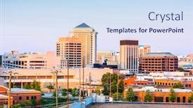  Presentation with alabama - Slide set consisting of montgomery-alabama-usa-downtown-skyline background and a sky blue colored foreground