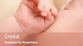  Presentation with newborn nutrition - PPT layouts featuring nutrition month - newborn sucks mother's breast covering background and a coral colored foreground