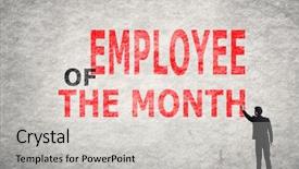  Presentation with employee month - Amazing presentation theme having monthly performance - asian businessman write text backdrop and a light gray colored foreground