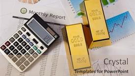  Presentation with monthly report - Amazing PPT theme having monthly-report-finance-concept backdrop and a coral colored foreground