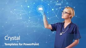  Presentation with digital hospital - Presentation theme enhanced with touching blue screen with virtual background and a teal colored foreground