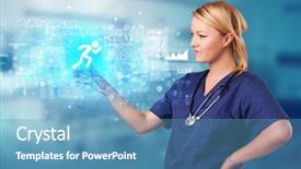  Presentation with healthcare system - Amazing presentation having touching hologram screen displaying healthcare backdrop and a teal colored foreground