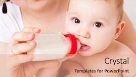  Presentation with baby milk - Cool new slides with months old baby with milk backdrop and a coral colored foreground